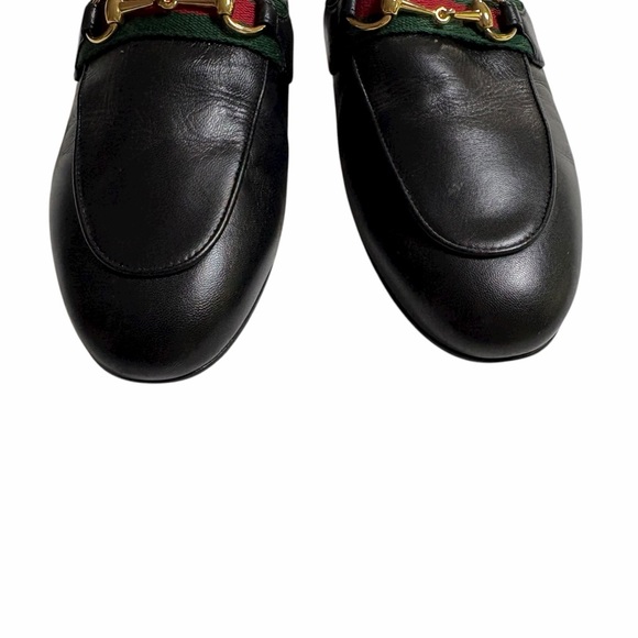 Gucci Princetown Leather Mules Black | Gold Horsebit & Red Heart Size 38 | 8 US - Picture 8 of 14